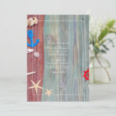 Invitation Mariage de plage rustique nautique avec QR Code de (Debout devant)