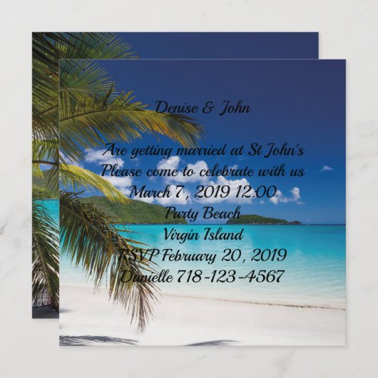Invitation Mariage de plage Sand Tropical (Devant / Derrière)