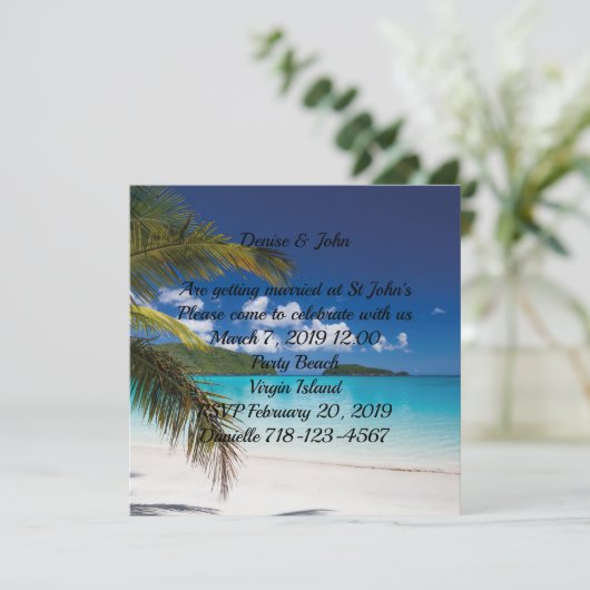 Invitation Mariage de plage Sand Tropical (Debout devant)