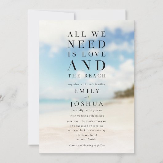 Invitation Mariage de plage simple (Devant)