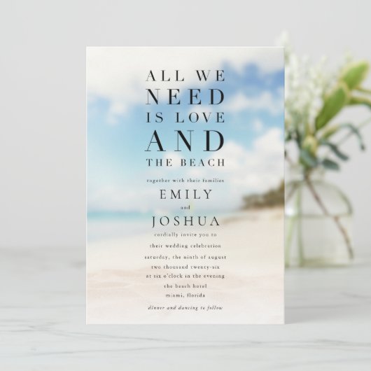 Invitation Mariage de plage simple (Debout devant)