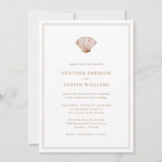 Invitation Mariage de plage simple (Devant)