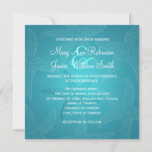 Invitation Mariage de plage Starfish Bleu