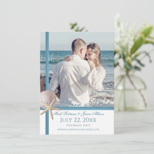 Invitation Mariage de plage Starfish Dollar de sable Enregist (Debout devant)