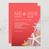 Invitation Mariage de plage Starfish Netting| corail (Devant / Derrière)