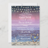 Invitation Mariage de plage Starfish String Lights Coeur Suns (Devant)