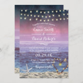 Invitation Mariage de plage Starfish String Lights Coeur Suns (Devant / Derrière)