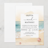 Invitation Mariage de plage Sunset de la côte (Devant / Derrière)