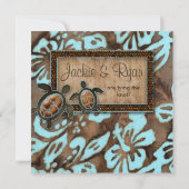Invitation Mariage de plage Tortue bleue Brown (Dos)
