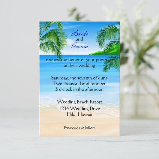 Invitation Mariage de plage tropical (Debout devant)
