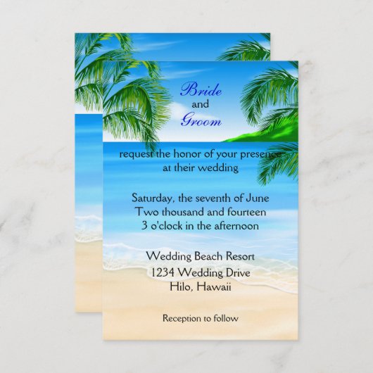 Invitation Mariage de plage tropical (Devant / Derrière)