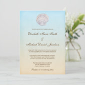 Invitation Mariage de plage tropical de coquillage (Debout devant)