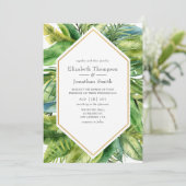 Invitation Mariage de plage tropical d'été à l'aquarelle (Debout devant)