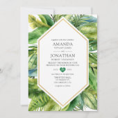 Invitation Mariage de plage tropical d'été à l'aquarelle (Devant)
