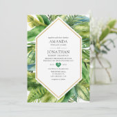Invitation Mariage de plage tropical d'été à l'aquarelle (Debout devant)