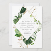 Invitation Mariage de plage tropical géométrique à l'aquarell (Devant)