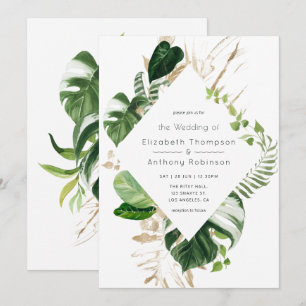 Invitation Mariage de plage tropical géométrique à l'aquarell