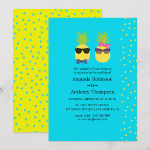 Invitation Mariage de plage tropical turquoise et jaune en ét