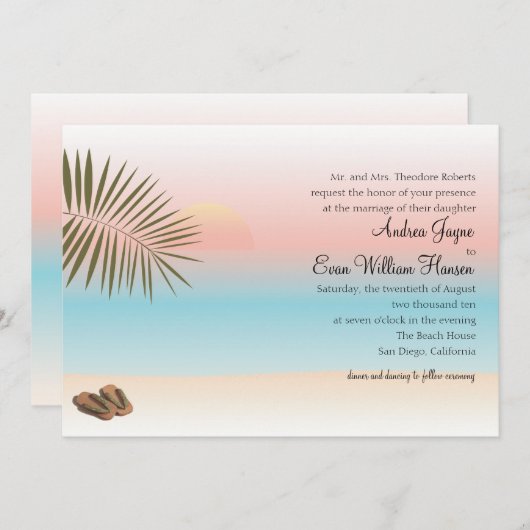 Invitation Mariage de plage tropicale (Devant / Derrière)