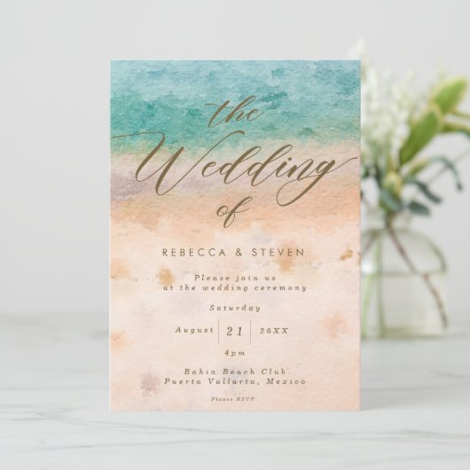 Invitation mariage de plage tropicale (Debout devant)