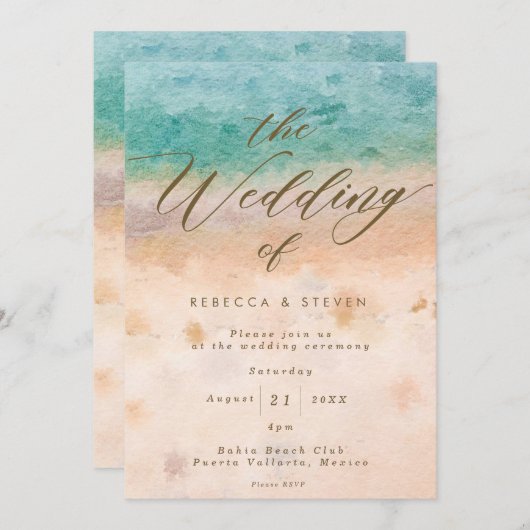 Invitation mariage de plage tropicale (Devant / Derrière)