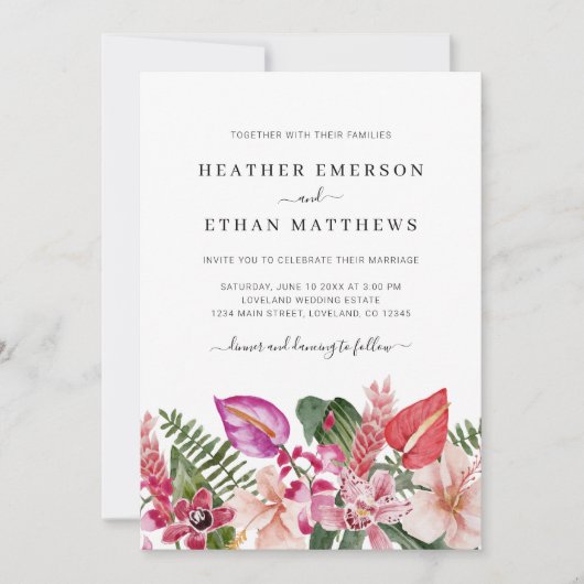 Invitation Mariage de plage tropicale (Devant)