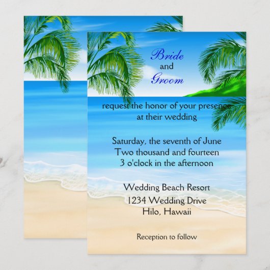 Invitation Mariage de plage tropicale (Devant / Derrière)