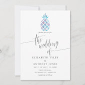 Invitation Mariage de plage tropicale à ananas géométrique Ga (Devant)