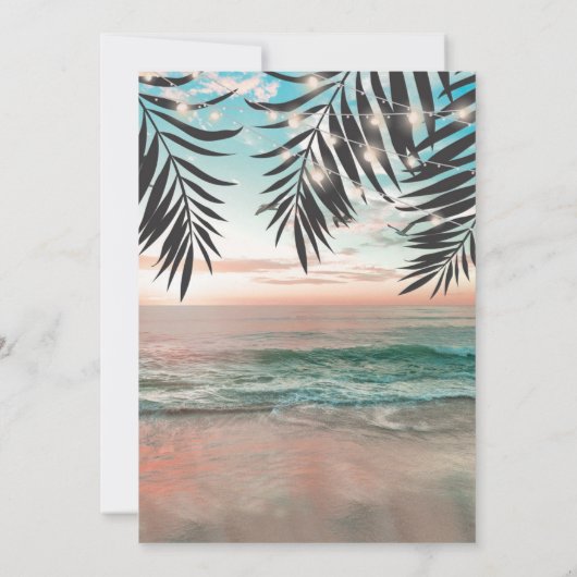 Invitation Mariage de plage tropicale | Chaîne de lumières