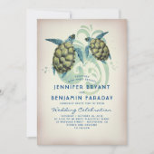 Invitation Mariage de plage tropicale de tortue de mer (Devant)