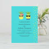 Invitation Mariage de plage tropicale d'été Turquoise et Lemo (Debout devant)