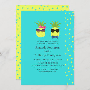 Invitation Mariage de plage tropicale d'été Turquoise et Lemo