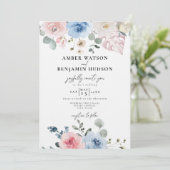 Invitation Mariage de plage tropicale rose pâle bleu clair (Debout devant)