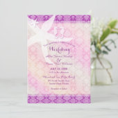 Invitation Mariage de plage tropicale violet à cheval (Debout devant)