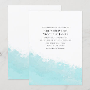 Invitation Mariage de plage Vague Éclaboussure Bleu Aqua Frai