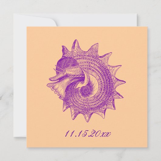Invitation Mariage de plage Vintage Mollusk Shell pourpre (Dos)
