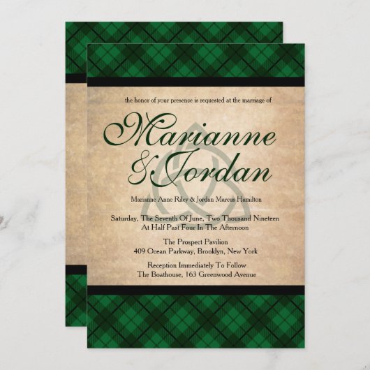 Invitation Mariage de plaid celte (Devant / Derrière)