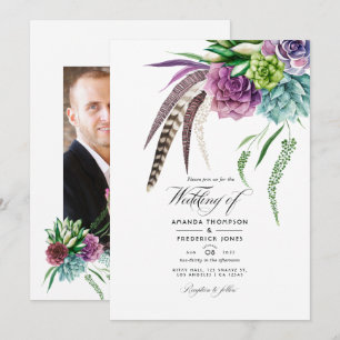 Invitation Mariage de plantes succulentes boho mystiques Phot