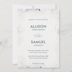 Invitation Mariage de plaque d'encre bleu gris personnalisé