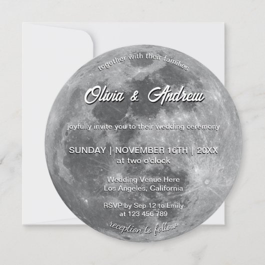 Invitation Mariage de Pleine lune de code QR Sky Night Modern (Devant)