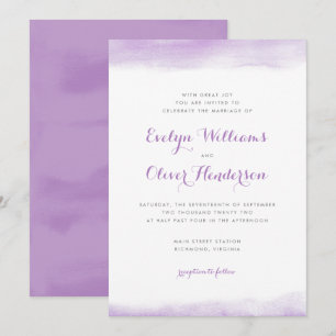 Invitation Mariage de plongée Lilac Watercolor