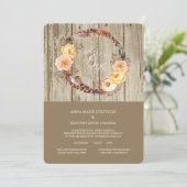 Invitation Mariage de plume de plume de bois rustique (Debout devant)