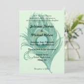 Invitation Mariage de plume Peacock Mint (Debout devant)