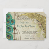 Invitation Mariage de plume Peacock vintage (Devant)
