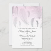 Invitation Mariage de plume rose gris (Devant)