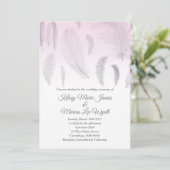 Invitation Mariage de plume rose gris (Debout devant)