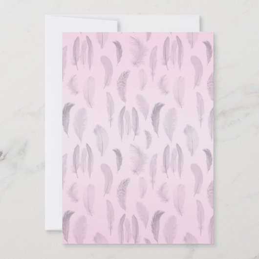 Invitation Mariage de plume rose gris (Dos)
