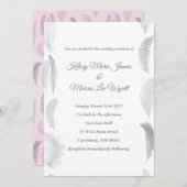 Invitation Mariage de plume rose gris (Devant / Derrière)