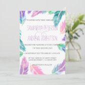 Invitation Mariage de plumes d'aquarelle peinte (Debout devant)