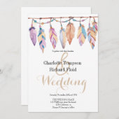 Invitation Mariage de plumes de Bohême (Devant / Derrière)